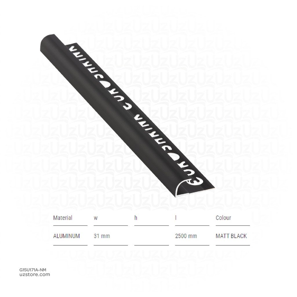 UROSHRINK Spain Tile Corner Steel Trim 171A-NM-10 Negro Mate 10MM (ES) Matt Black