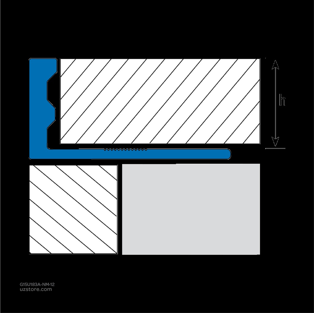 UROSHRINK Spain Tile Corner Steel Trim 183A-NM-12 Negro Mate 12MM (ES) Matt Black