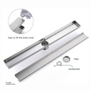 Drainex Stainless Steel 304 Linear Floor Drain 60cm lenght 7cm width 2" outlet Tile Model PA-S34-RSD-60x7-2C