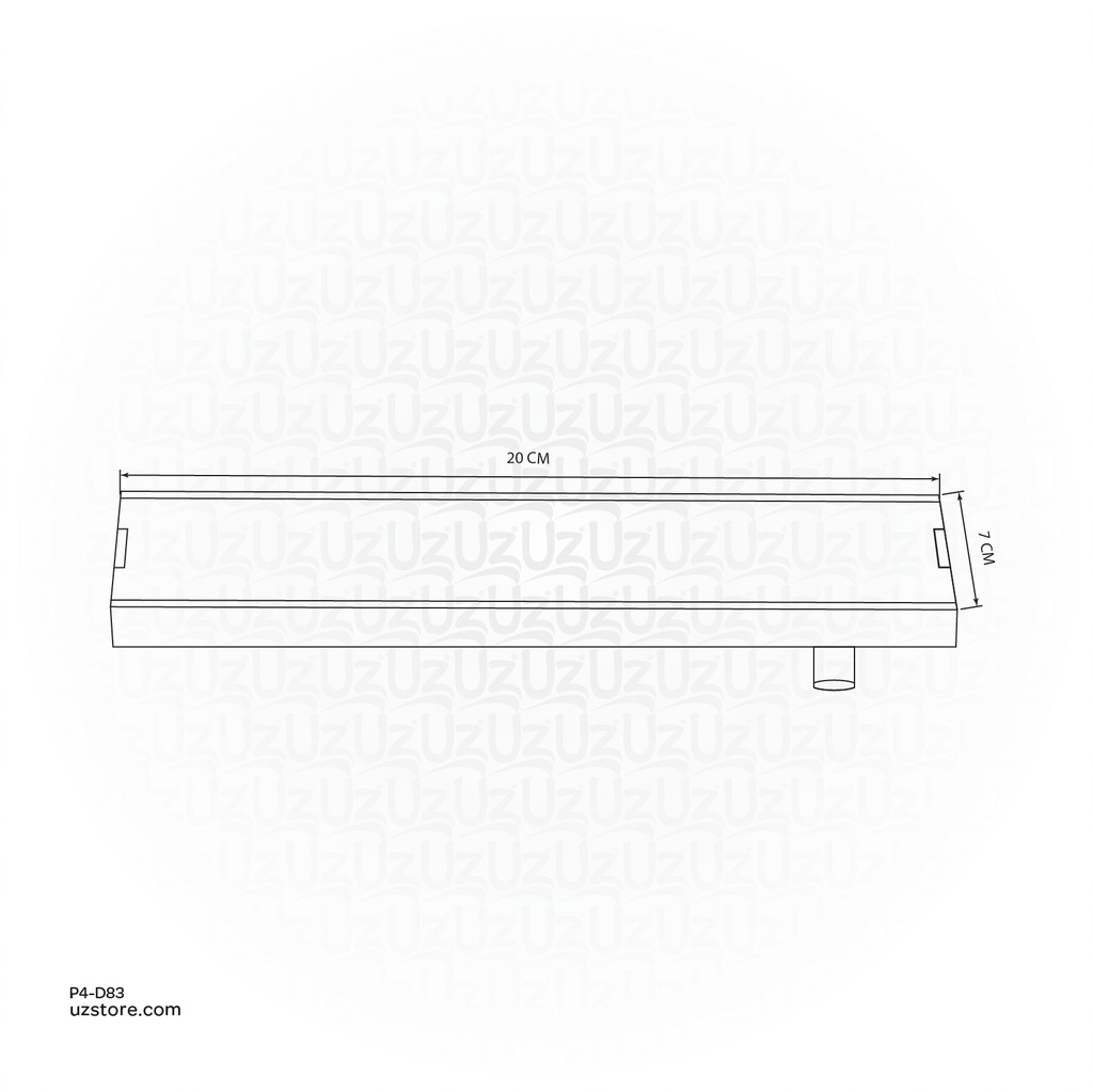 Drainex Stainless Steel 316 Linear Floor Drain 20cm lenght 7cm width 2" outlet Tile Model PA-S36-RSD-20x7-2C