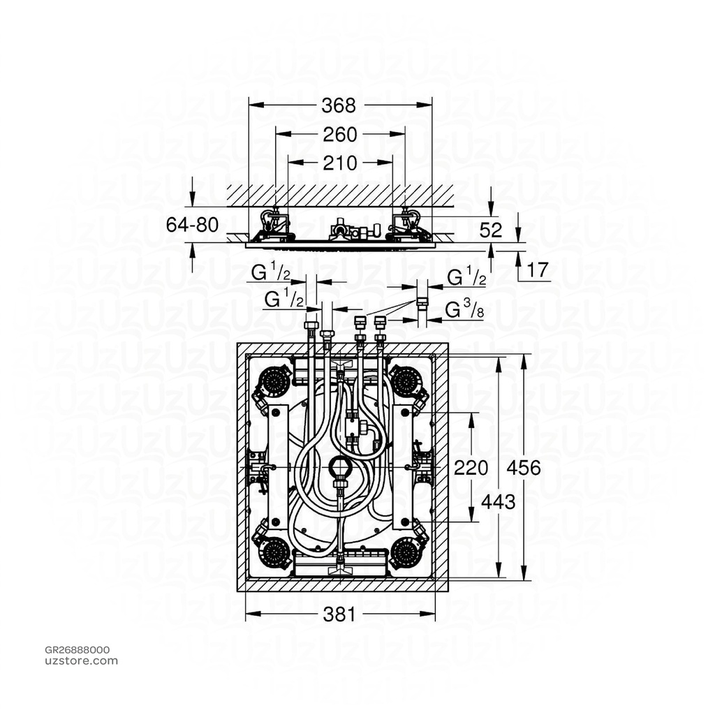 GROHE RSH Aqua 15" ceiling shower 26888000