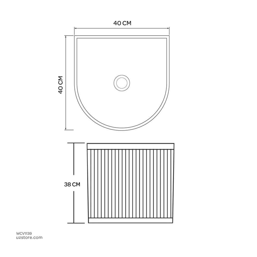 Vlavu Wall-hung basin
 Fixing to wall with back 530x440x360mm CB.39.0001