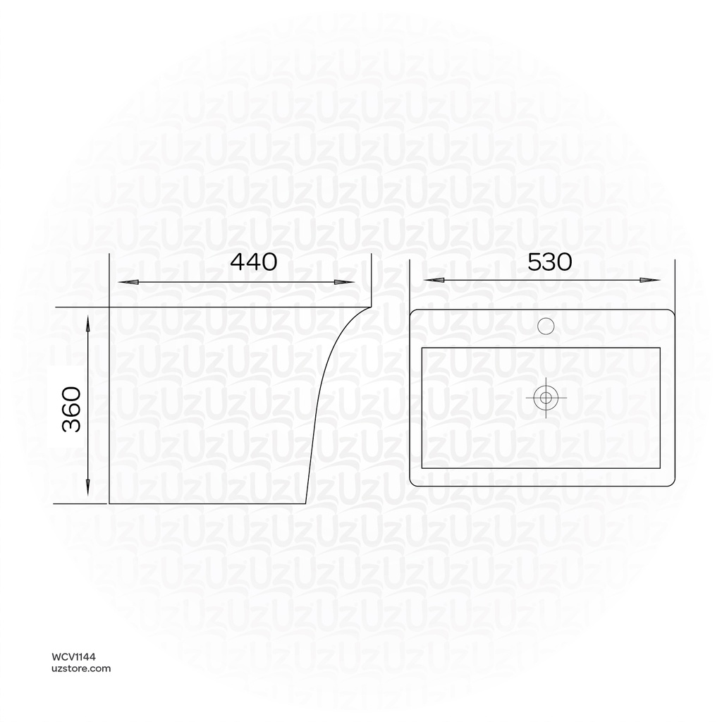 Vlavu Wall-hung basin
 Fixing to wall with back 530x440x360mm CB.39.0001