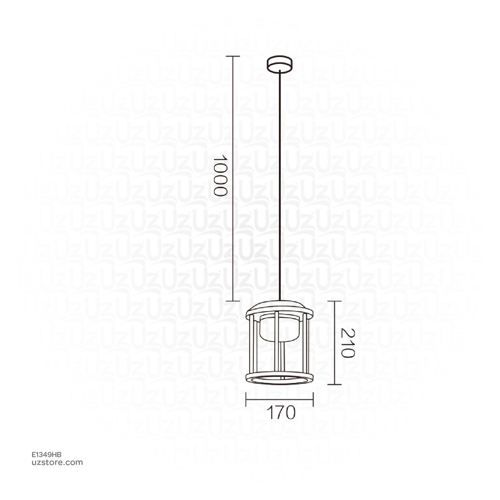 Outdoor LED light, Matt Black, 18W, 3000-3500K, Die casting aluminum+PC(anti UV), SMD, φ170*210mm, 1000mm wires, SH-DD202291RD