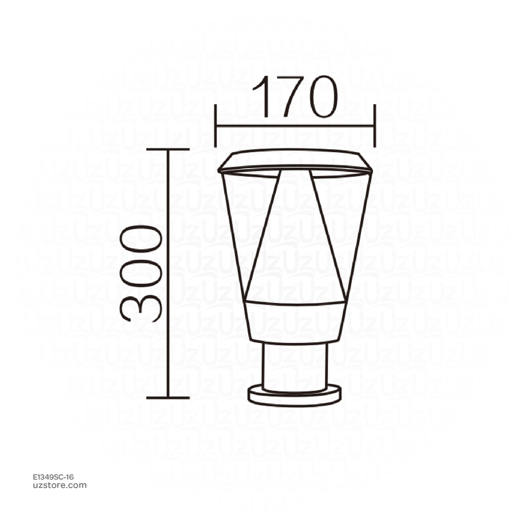 Outdoor LED light, Matt Black, 16W, 3000-3500K, Die casting aluminum+PC(anti UV), SMD, φ170*300MM, SH-202237S/300