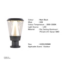 Outdoor LED light, Matt Black, 24W, 3000-3500K, Die casting aluminum+PC(anti UV), SMD, φ220*350MM, SH-202237L/350