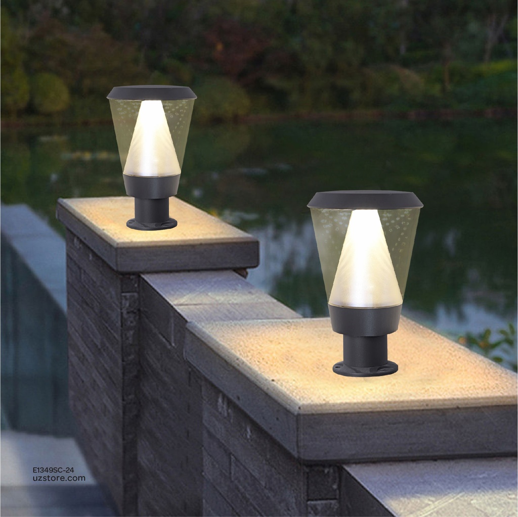 Outdoor LED light, Matt Black, 24W, 3000-3500K, Die casting aluminum+PC(anti UV), SMD, φ220*350MM, SH-202237L/350