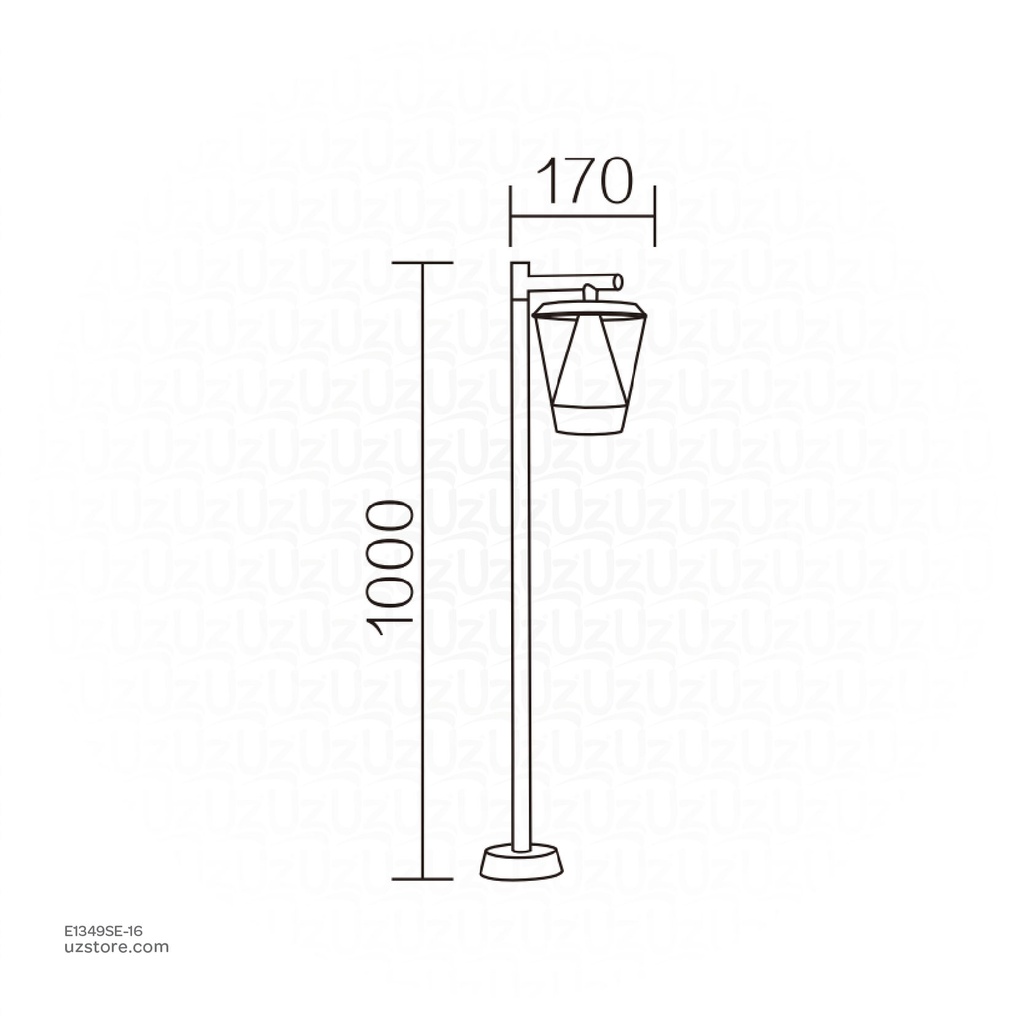 Outdoor LED light, Matt Black, 16W, 3000-3500K, Die casting aluminum+PC(anti UV), SMD, φ170*1000M, SH-202237S/1000HD