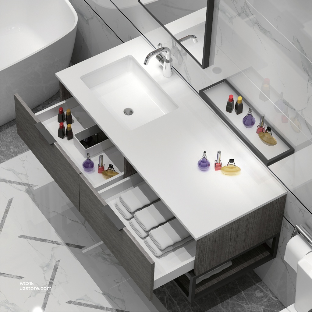 WashBasin with Polywood Cabinet, Led Mirror, and Tempered Glass Shelf  KZA-2020120 1200*500*540