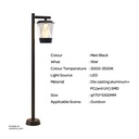 Outdoor LED light, Matt Black, 16W, 3000-3500K, Die casting aluminum+PC(anti UV), SMD, φ170*1000M, SH-202237S/1000HD