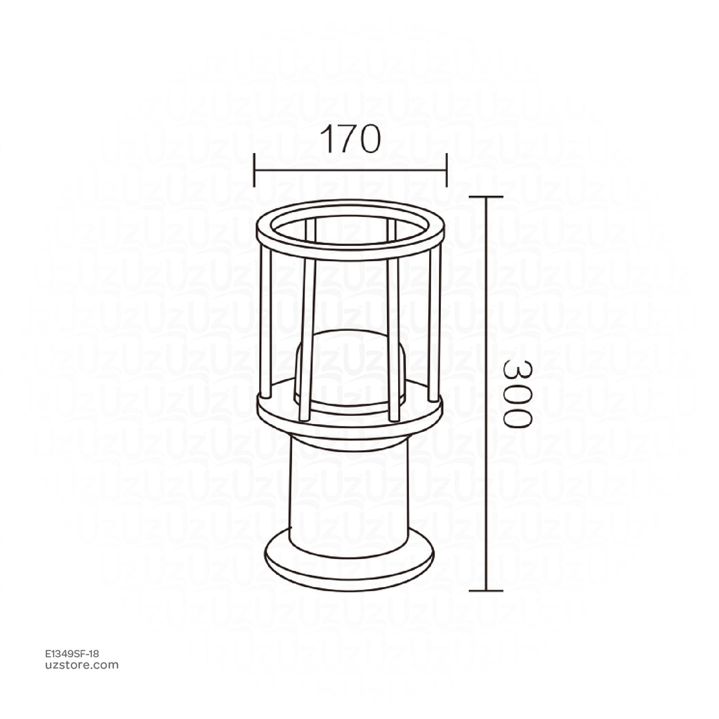 Outdoor LED light, Matt Black, 18W, 3000-3500K, Die casting aluminum+PC(anti UV), SMD, φ170*300MM, SH-202291RD/300