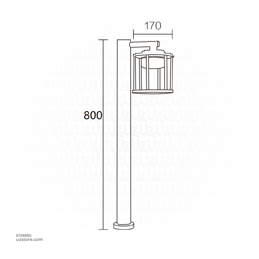 Outdoor LED light, Matt Black, 18W, 3000-3500K, Die casting aluminum+PC(anti UV), SMD, 170*276*800MM, SH-202291RD/800HD