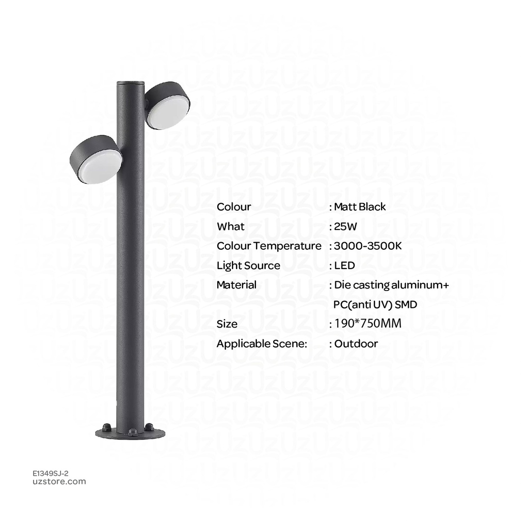 Outdoor LED light, Matt Black, 25W, 3000-3500K, Die casting aluminum+PC(anti UV)+glass, SMD, 190*750MM, SH-202292PC/750