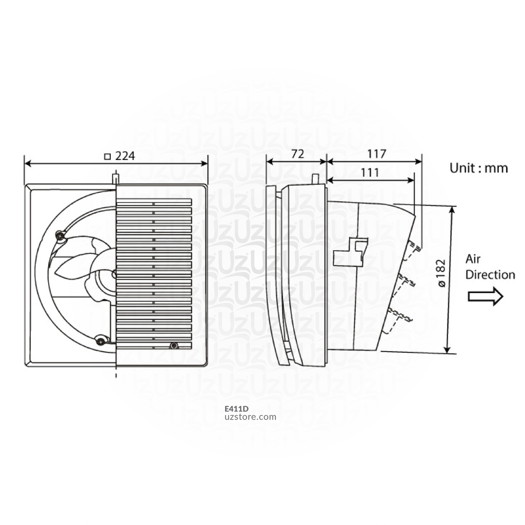 KDK EXAUST FAN 6" RD - 2GLASS