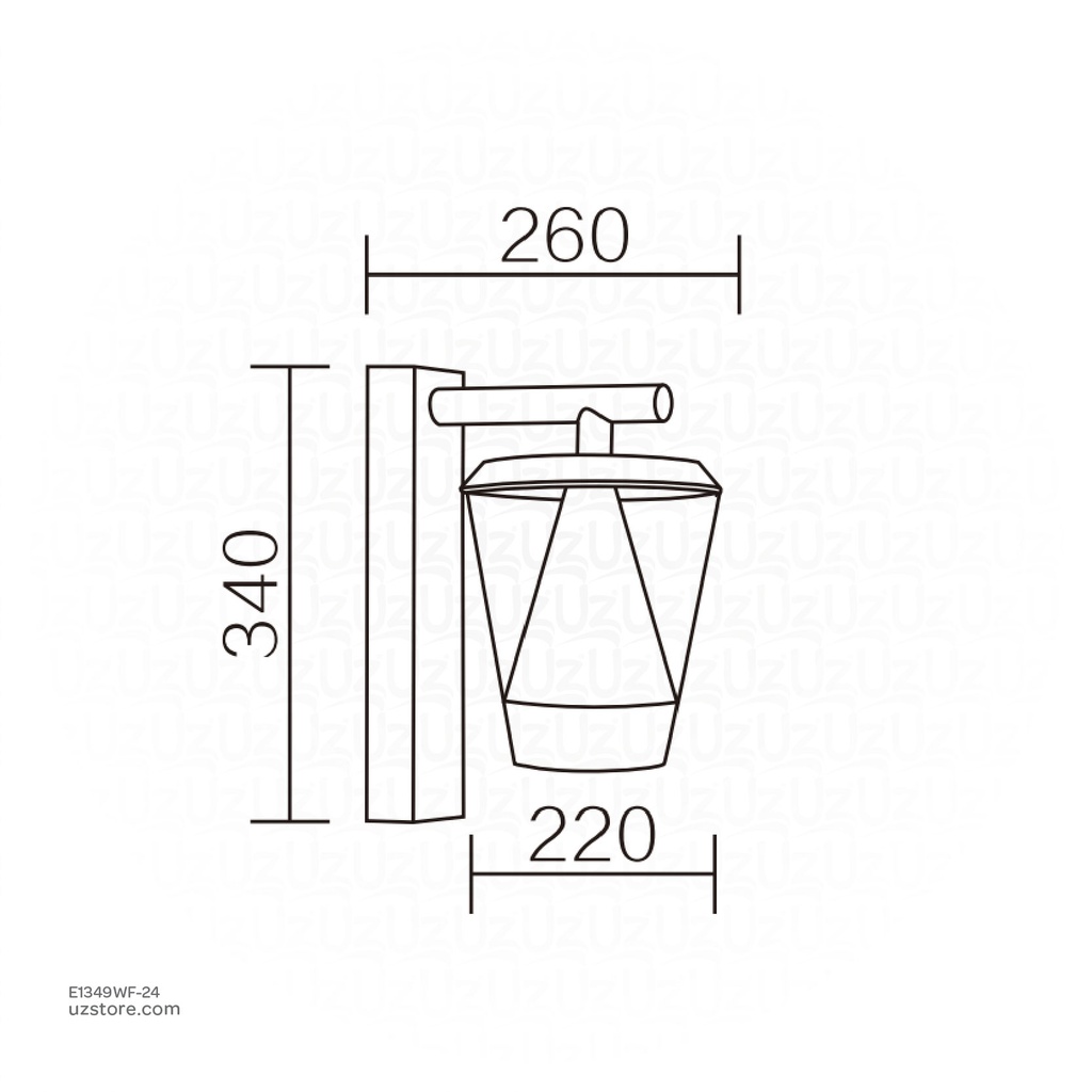 Outdoor LED light, Matt Black, 24W, 3000-3500K, Die casting aluminum+PC(anti UV), SMD, 260*220*340MM, SH-W202237L-CB