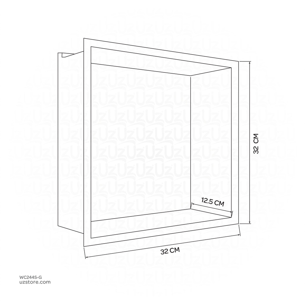 Gold Stainless steel Niche wall with light 32x32x12.5cm , B1011K-LED