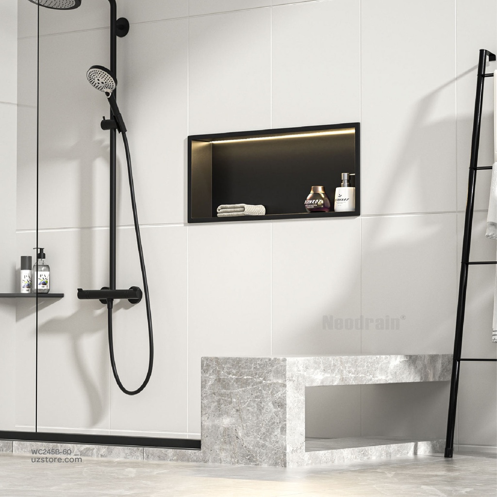 Matte Black Stainless steel Single Niche walls with light  , B1021B-LED
