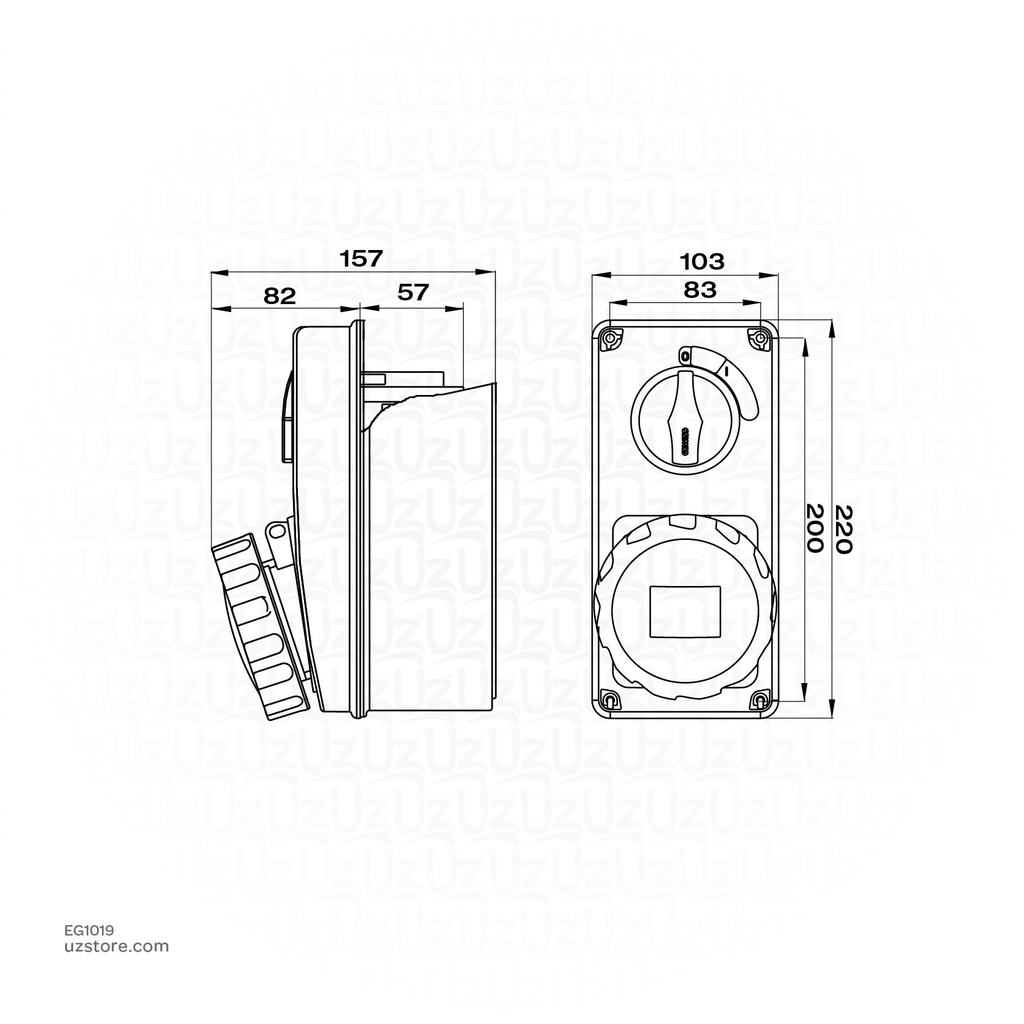 GEWISS Interlocked Socket Vertical 32A 5PIN IP67(GW66220N)
