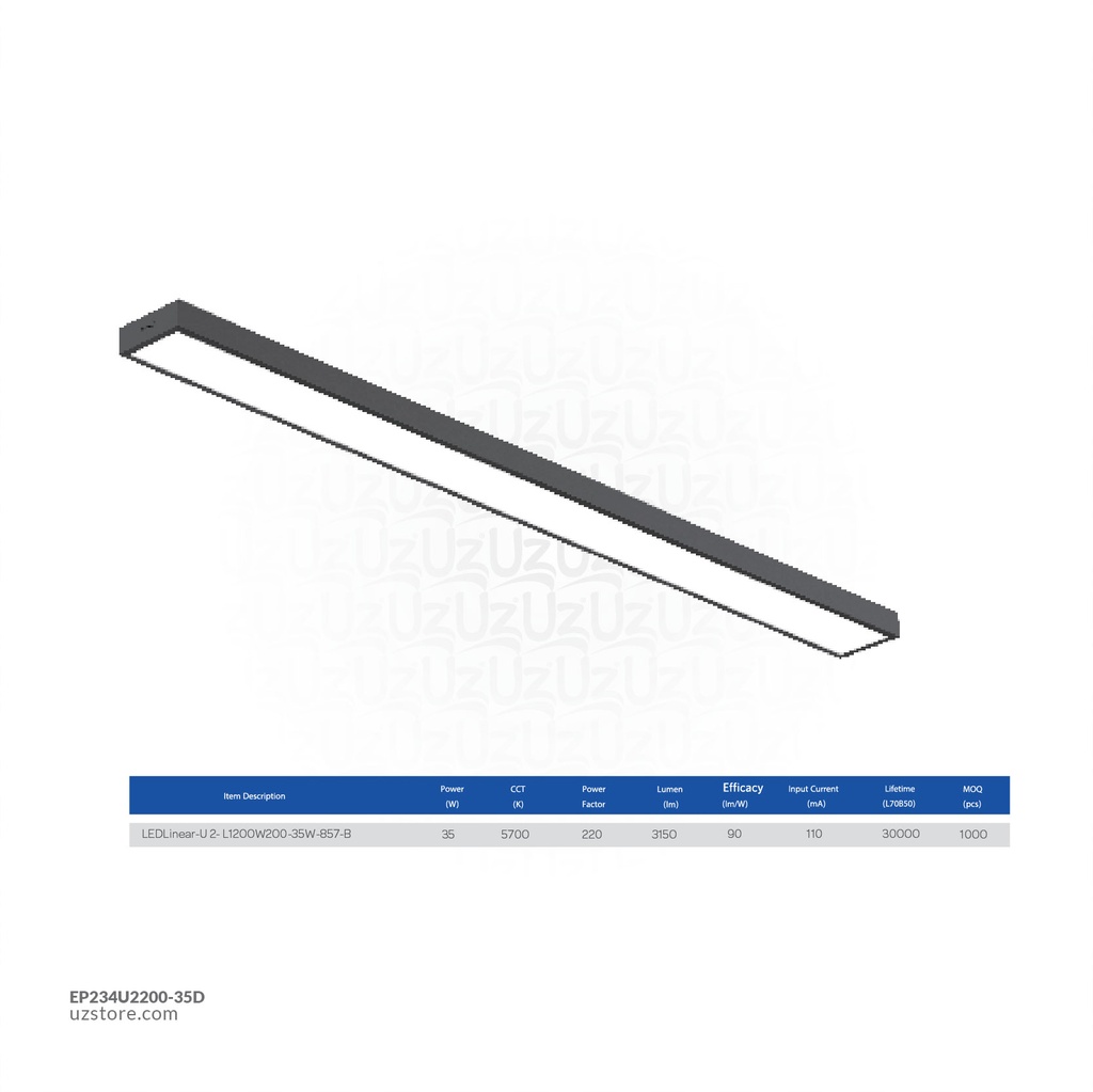 OPPLE LED Linear Light 35W U2-LBG0212003503 , 200*1200 , Black , 5700K Day Light , 529000027700