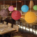 spherical Red Straw Hanging light