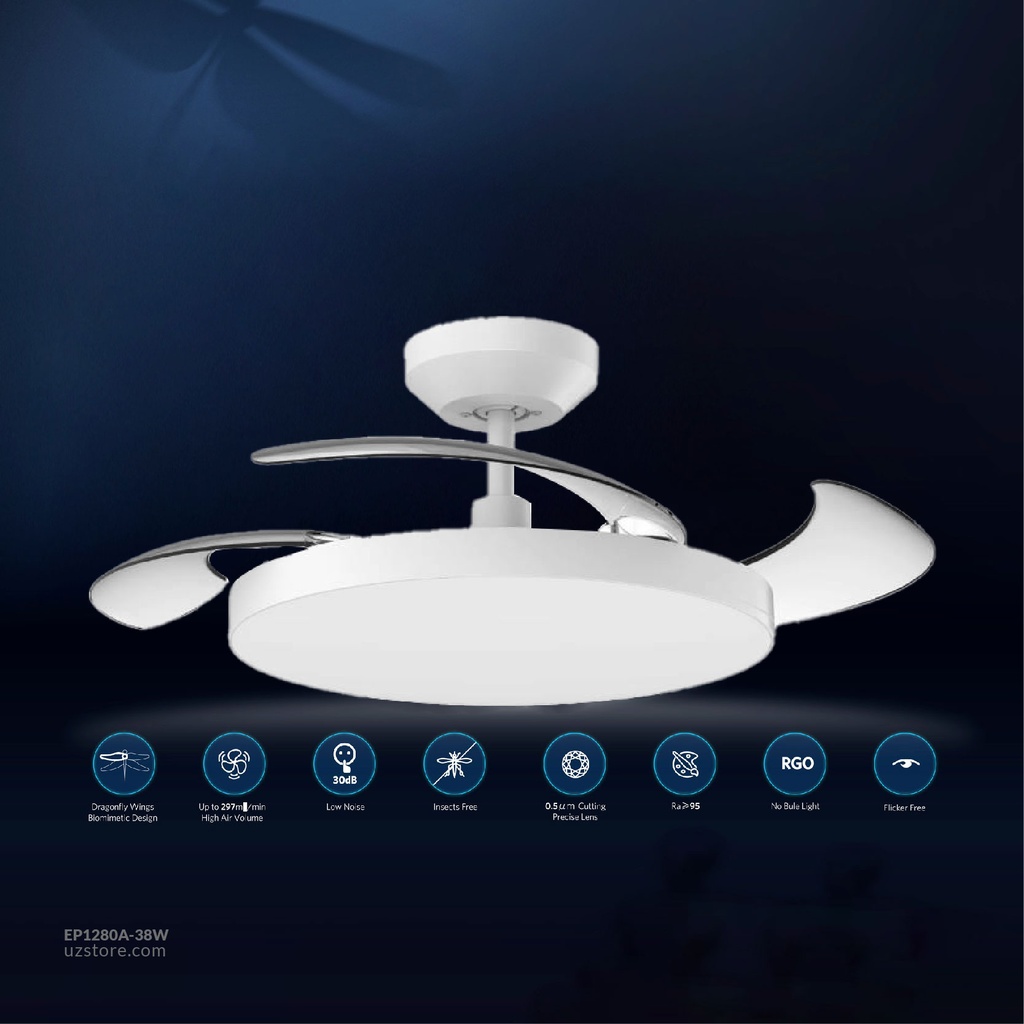 OPPLE Decorative Fan with LED FSD-ERd420-38W-Step-WH-Windys 3-GP White 525001014900