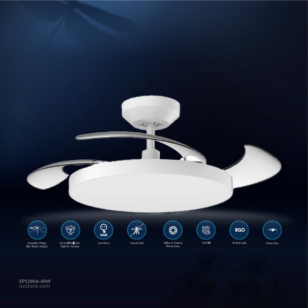 OPPLE Decorative Fan with LED FSD-ERd480-68W-Step-WH-Windys 3-GP White 525002009400