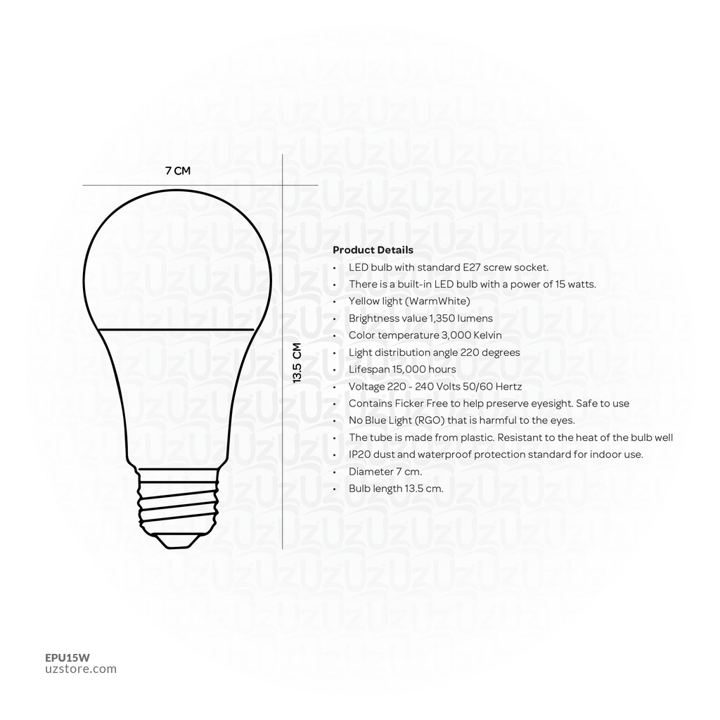 OPPLE LED Lamp UltraSave series US A60 E27 15W 3000K CT DZ Warm white 800008021800