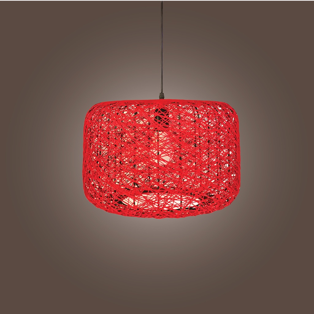  Red cylindrical Straw Hanging light 3374