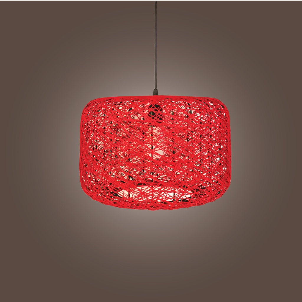  Red cylindrical Straw Hanging light 3374