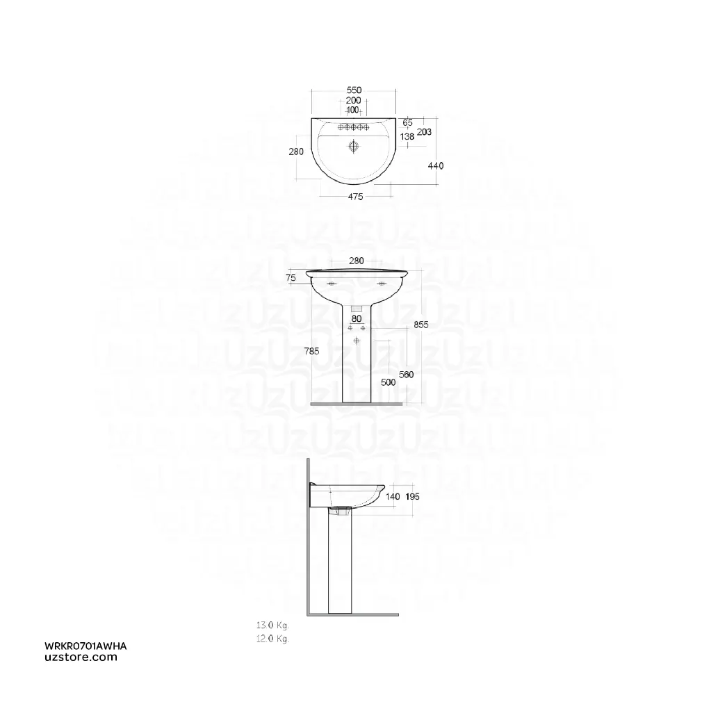 uzstore RAK-Karla Wash Basin 55CM KR0701AWHA WRKR0701AWHA-02.webp