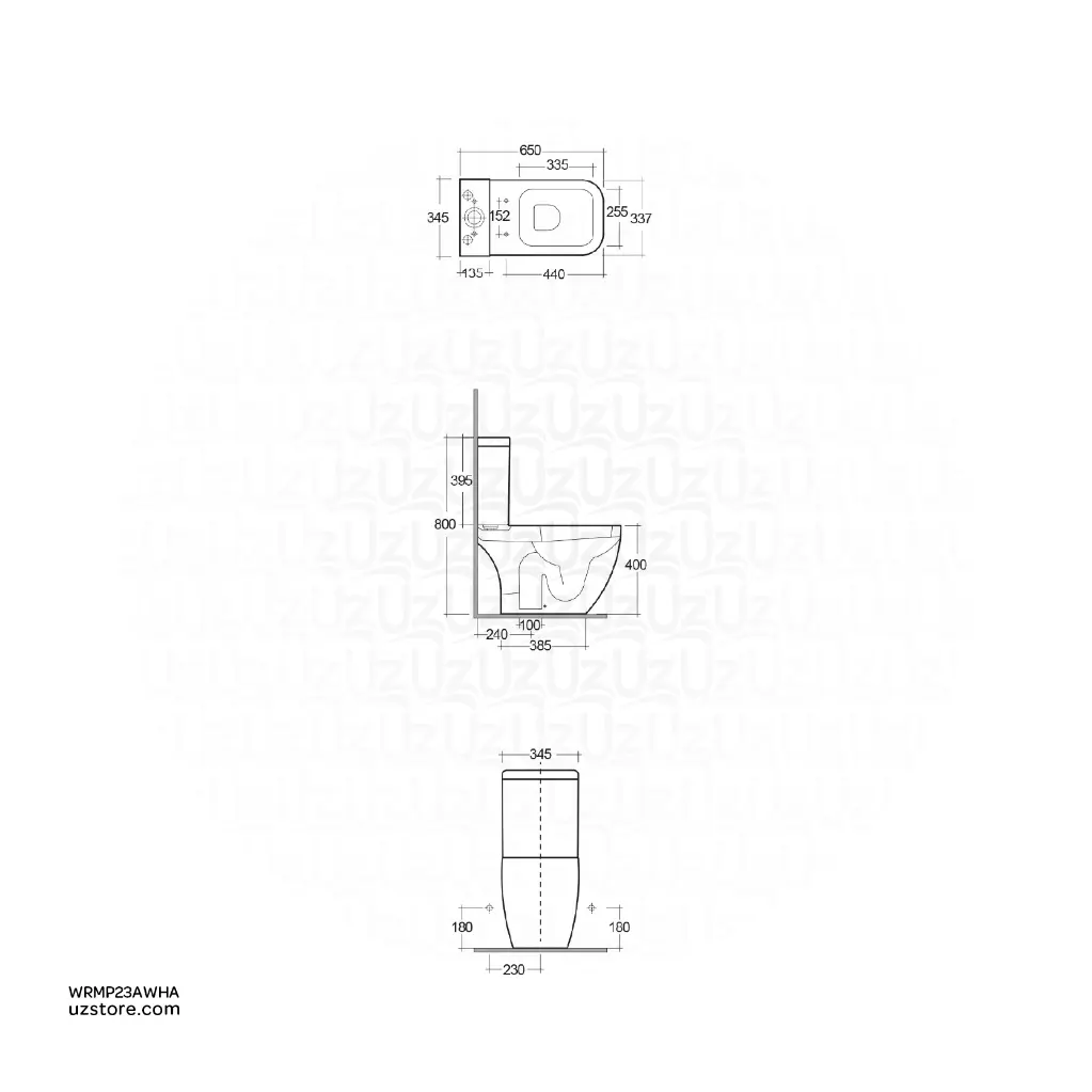uzstore RAK Ceramic Metropolitan Floor stand WC Bottom S Trap 240 MM MP23AWHA WRMP23AWHA-02.webp