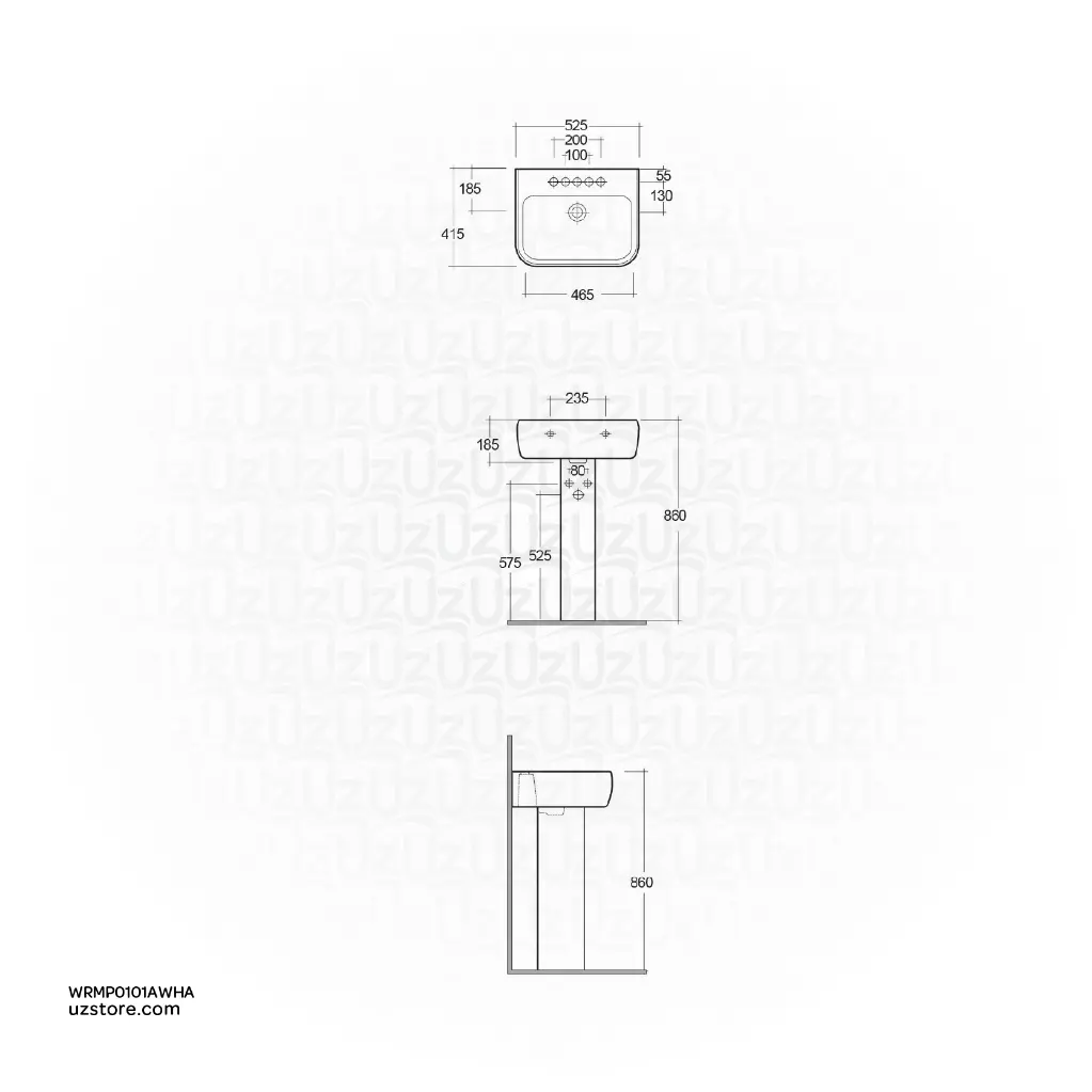 uzstore.com RAK Ceramic  Metropolitain Wash Basin 52CM MP0101AWHA  WRMP0101AWHA-03.webp