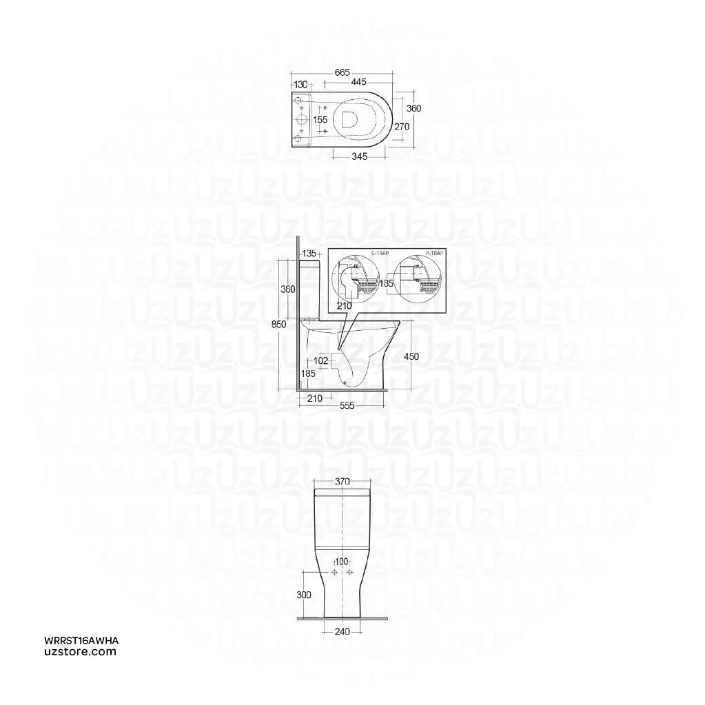 uzstore RAK Ceramic Resort Floor stand WC P trap RST16AWHA WRRST16AWHA-03.webp