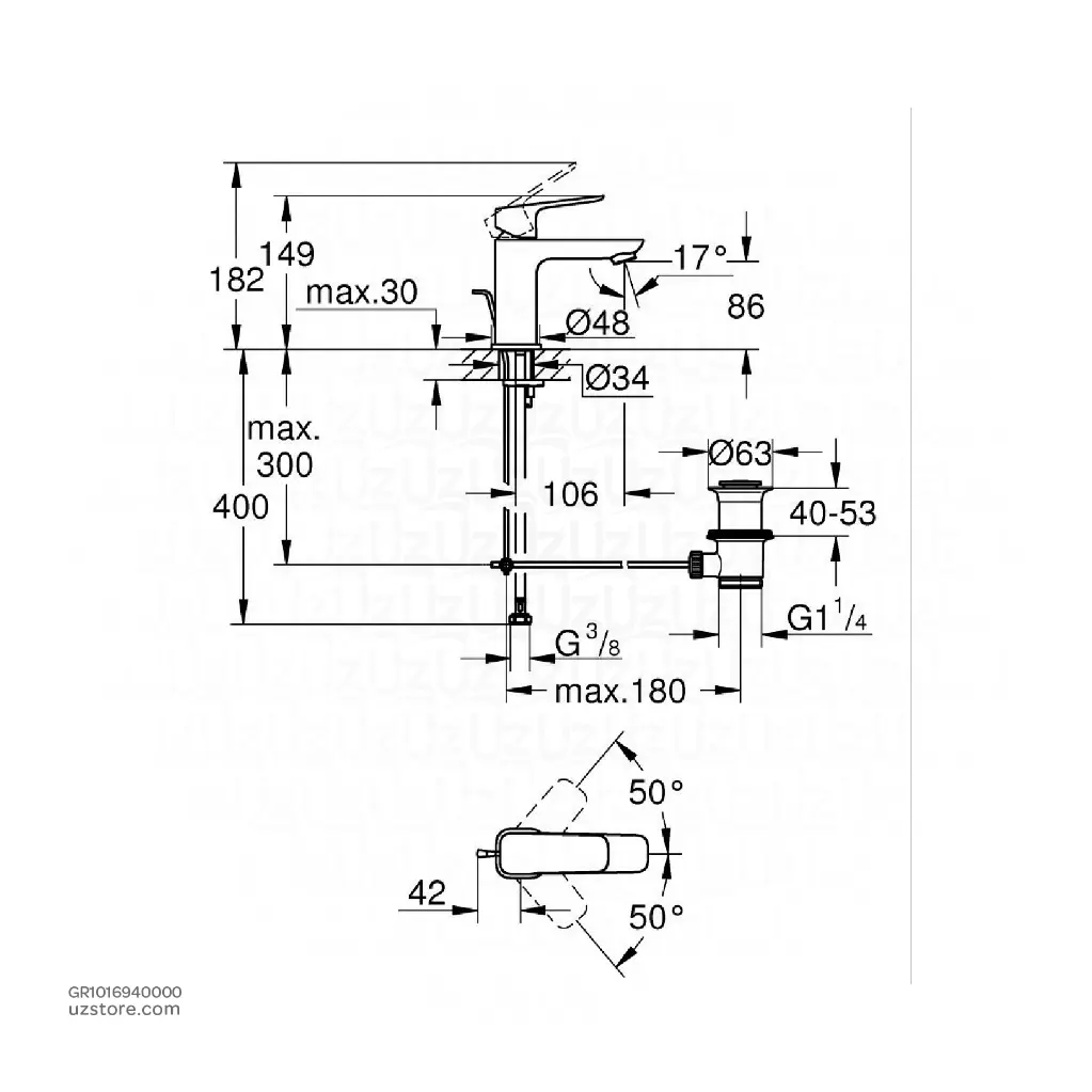uzstore GROHE  GROHE Cubeo SLM Basin S 1016940000 GR1016940000-03.webp