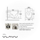 Vlavu wall-hung toilet ( WC ) Tornado Flushing System P-trap: 180mm roughing-in UF seat & cover 490*360*355mm CB.16.0111