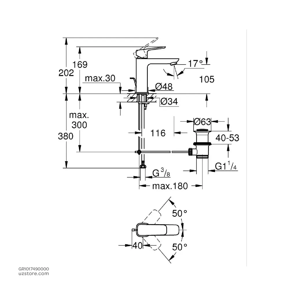 uzstore GROHE  GROHE Cubeo SLM Basin M 1017490000 GR1017490000-03.webp