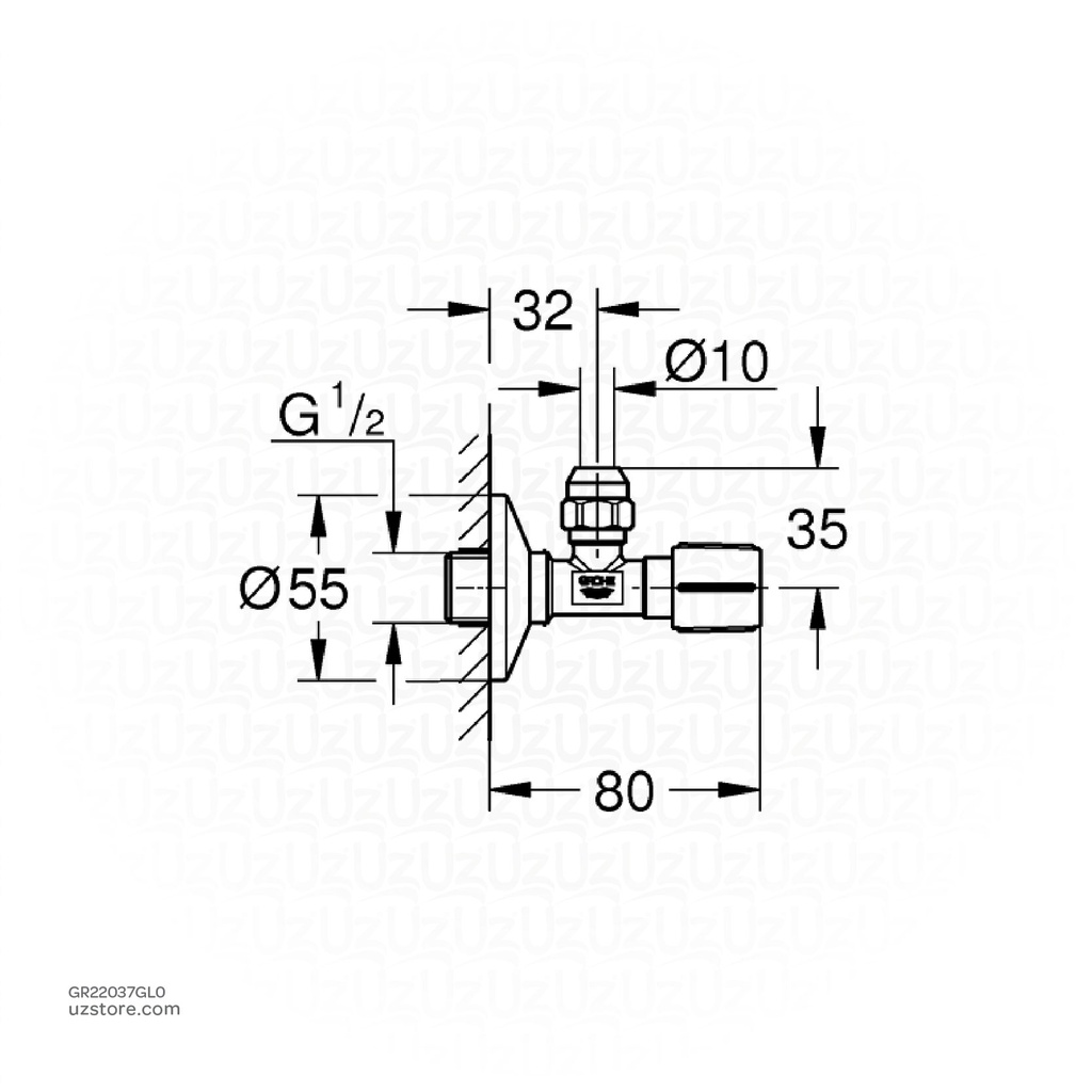 GROHE Angle valve 1/2" , 22037GL0 , cool sunrise