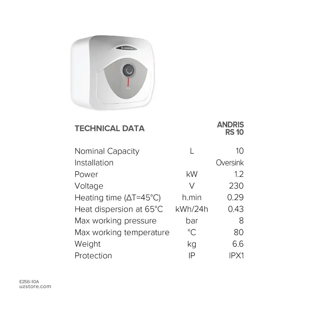 uzstore ARISTON  Andris Electrical Water Heater  E256-10A-03.webp