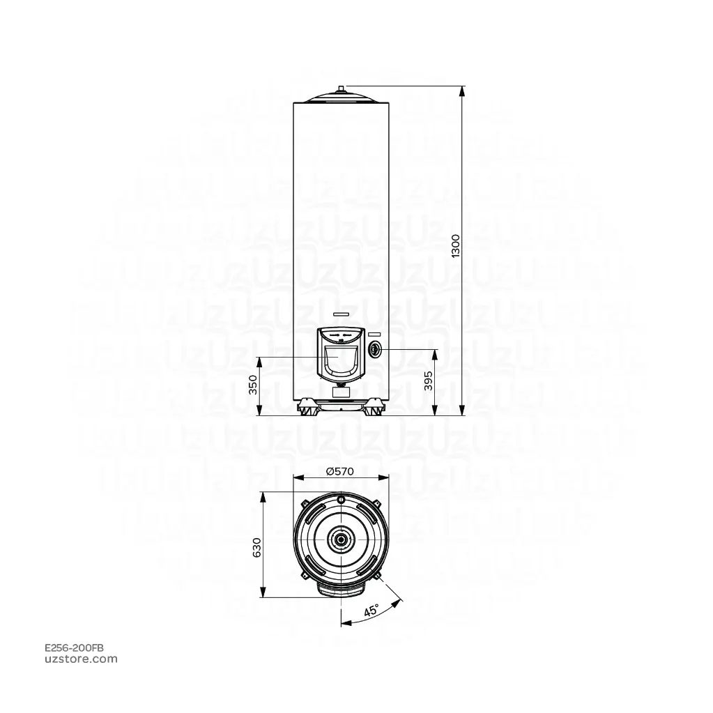uzstore ARISTON STAB ARI-200, Floor Standing Electrical Water Heater, ARI-200 STAB, 200Ltr, 230V ,3000618  E256-200FB-01-02-02.webp