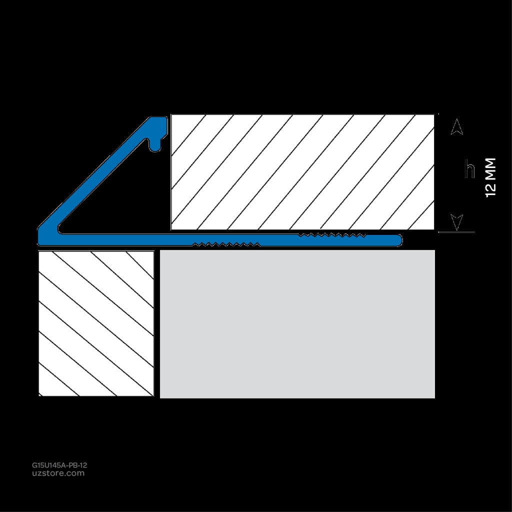 UROSHRINK Spain Tile Corner Steel Trim 145A-PB-12 Plata Brillo 12MM (ES) Bright Silver