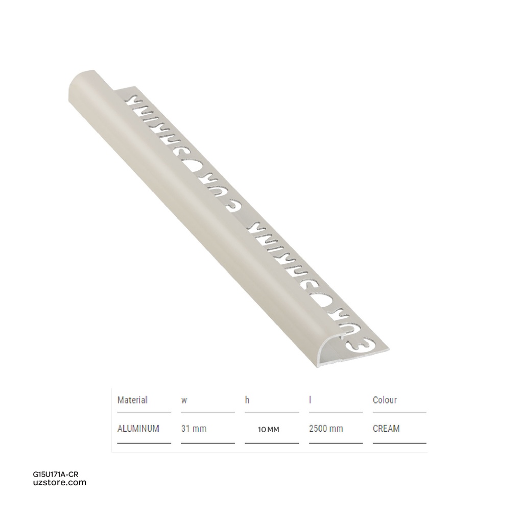 UROSHRINK Spain Tile Corner Steel Trim 171A-CR Crema 10MM (ES) Cream