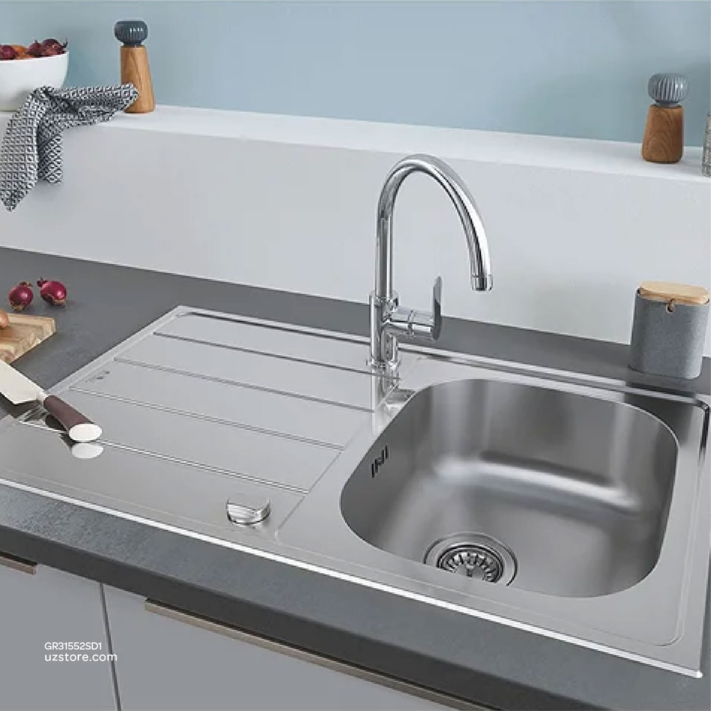 GROHE K200 Stainless steel sink with drainer , 31552SD1 , stainless steel