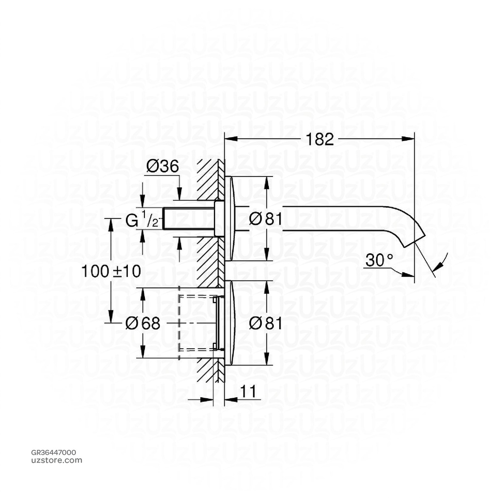 GROHE Essence E Infra-red electronic wall basin tap without mixing device , 36447000 , chrome