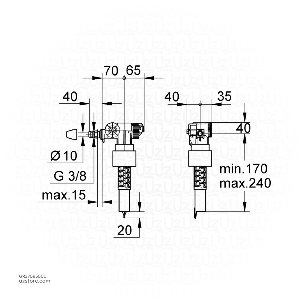 GROHE Filling valve , 37095000 , chrome
