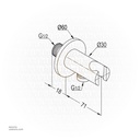 KLUDI RAK Wall Supply with Shower Holder DN 15,
 32 x 89mm, Gold RAK22082.GD1