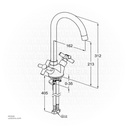 KLUDI RAK Premier X Dual Controlled Sink Mixer DN 15 
with Swivel Spout, RAK34000-03