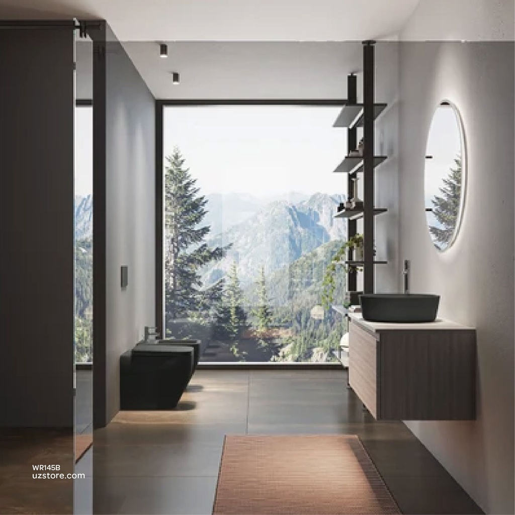 RAK Ceramic Feeling Counter Top Wash Basin Round Matt Black- FEECT4200504A