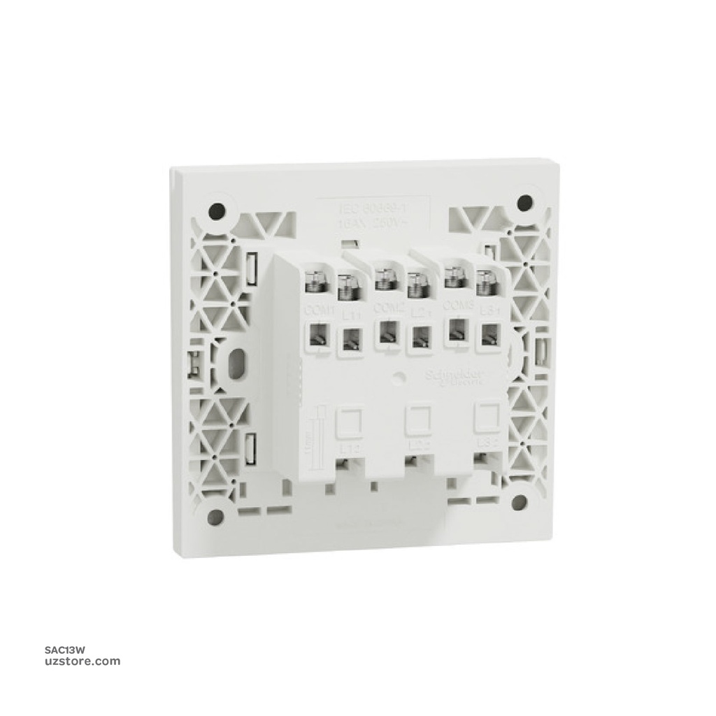 3 gang switch 3*3 1way Schneider Avatar On C White