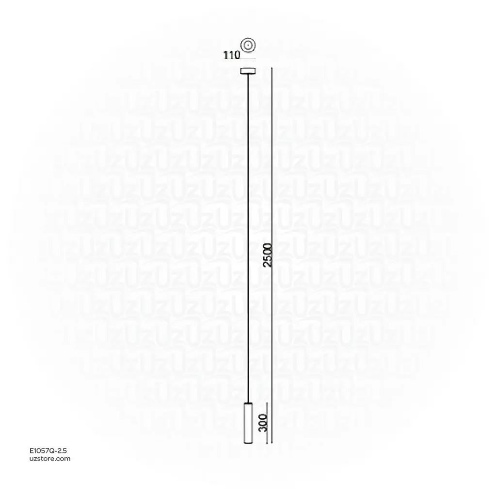 uzstore OPTARA Pendant Light - Ø 110×H2500mm, 3000K, Stainless steel+Marble, Brushed blackE1057Q-2.5-06.webp