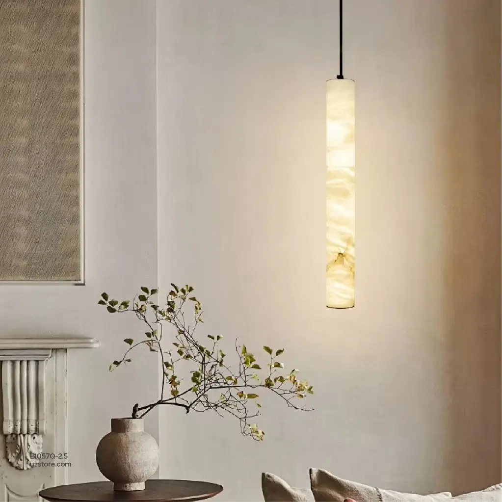 uzstore OPTARA Pendant Light - Ø 110×H2500mm, 3000K, Stainless steel+Marble, Brushed blackE1057Q-2.5-05.webp